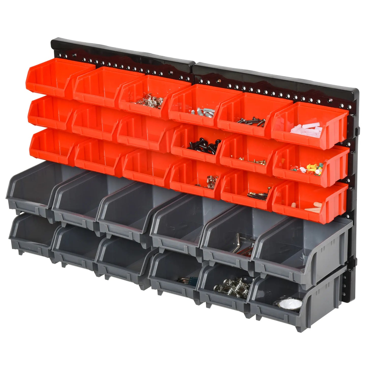 Wall Mounted Storage Bin Rack, 30 Bins, Pegboard, Garage Workshop, Red Tool Organizers at Gallery Canada