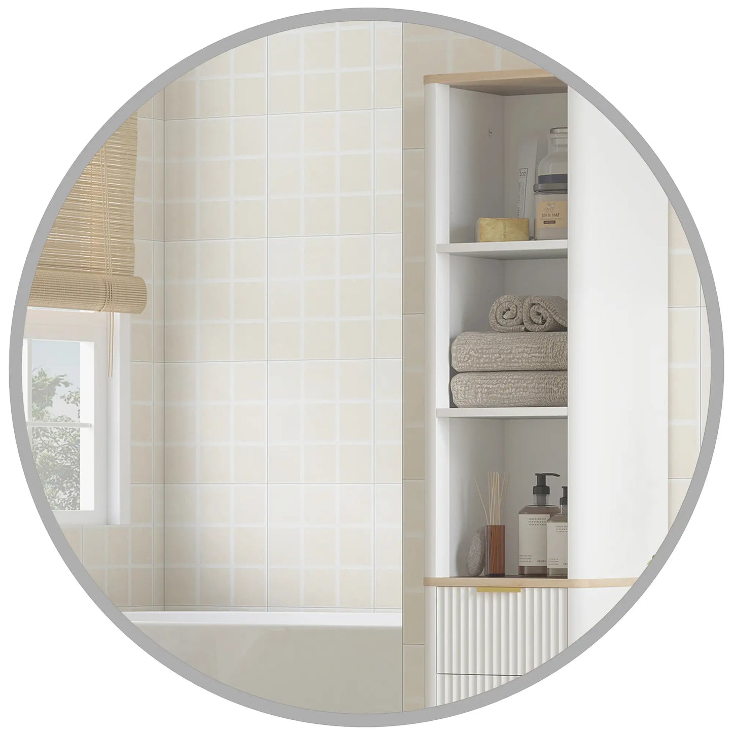 Miroir mural de 24", miroir décoratif moderne pour chambre à coucher et salon, argenté