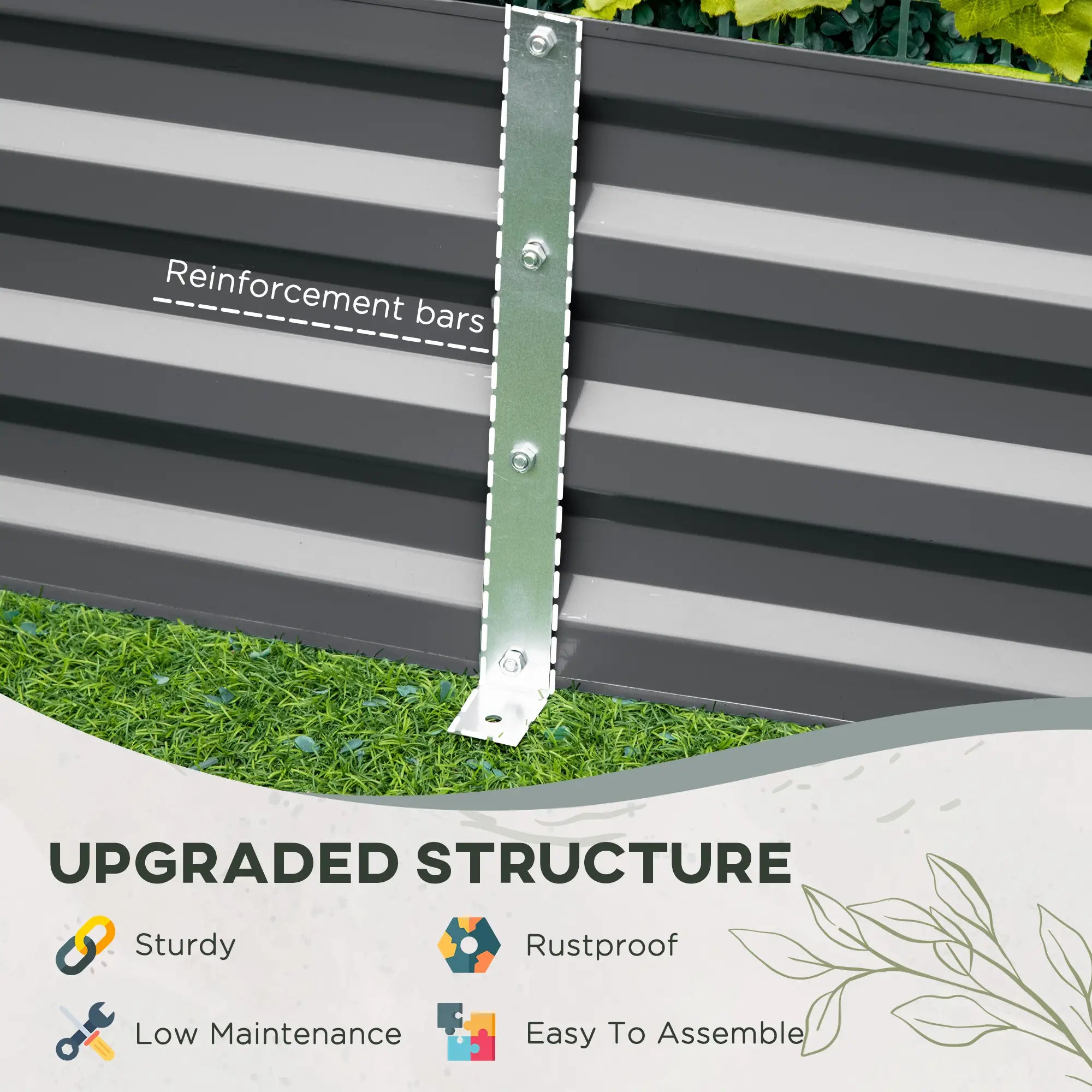6' x 3' x 1' Raised Garden Bed, 2 Trellis Tomato Cages, Steel Frame, Dark Grey Raised Garden Beds at Gallery Canada