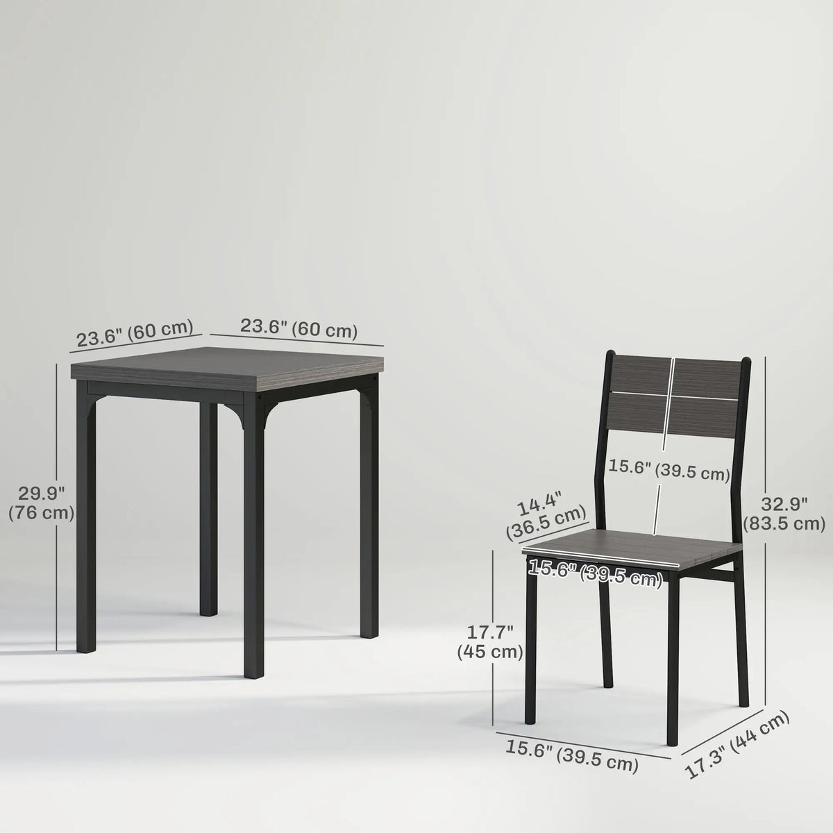 Dining Table Set for 2, 3 Piece, Metal Legs, Grey Dining Table Sets at Gallery Canada