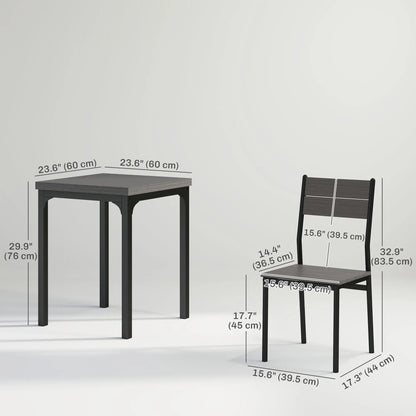 Dining Table Set for 2, 3 Piece, Metal Legs, Grey Dining Table Sets at Gallery Canada