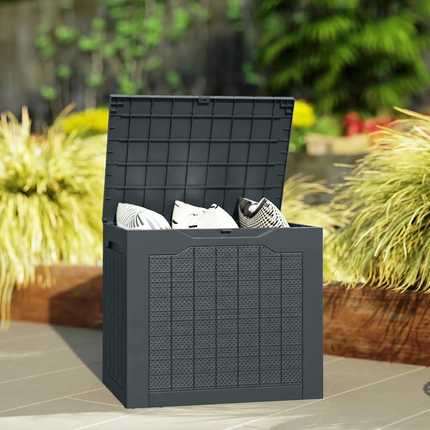 28 Gallon Deck Box, Resin Outdoor Storage, Waterproof UV Resistant Patio Storage Boxes at Gallery Canada
