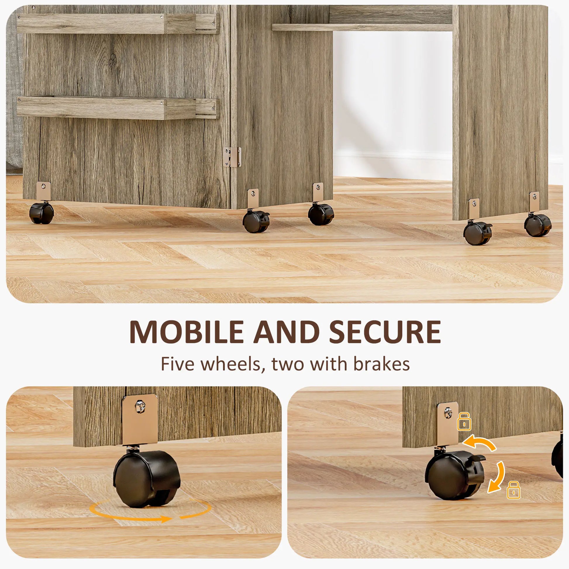 Folding Sewing Table with Storage Shelf, Bins, Lockable Wheels, Grey Storage Cabinets at Gallery Canada