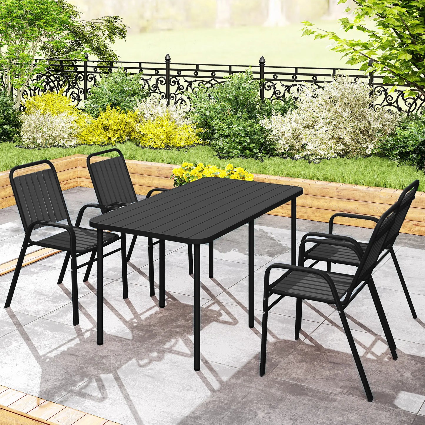 Stackable Outdoor Dining Chairs, Set of 4, Patio, Balcony, Black Patio Chairs at Gallery Canada