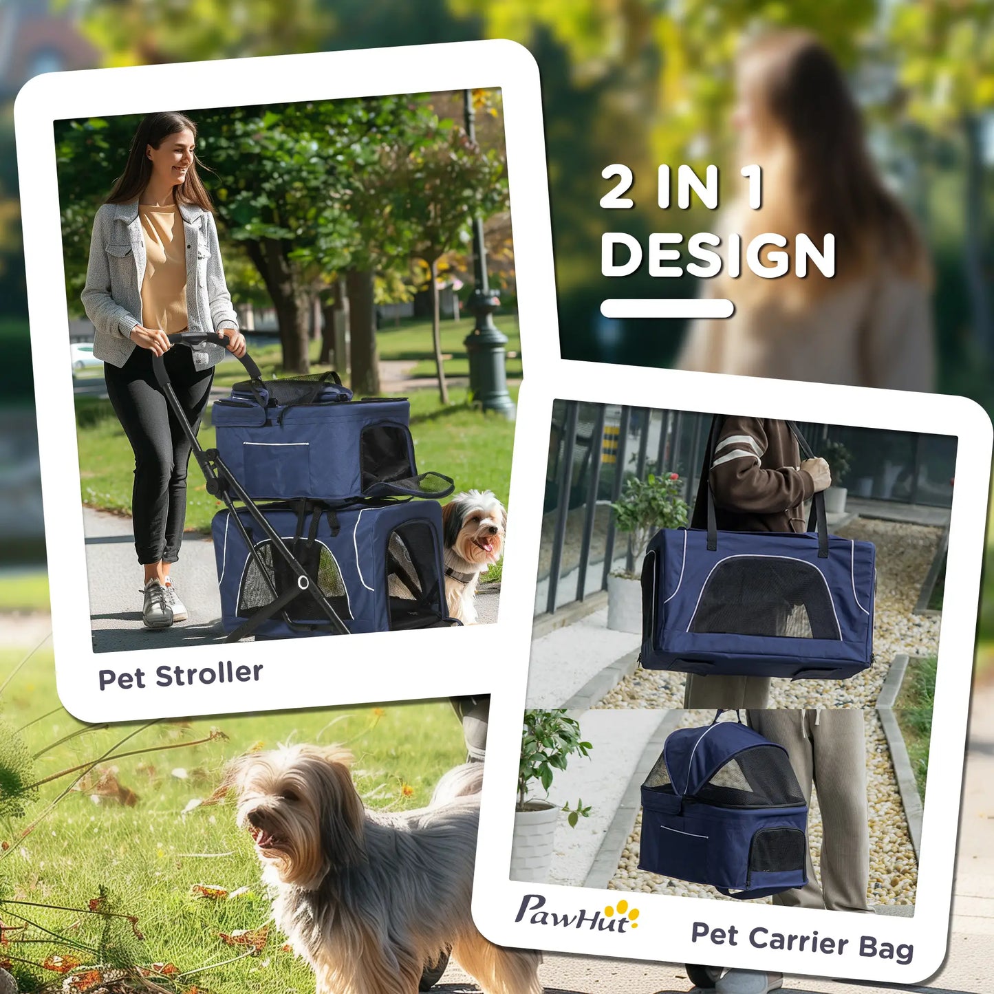 Double Pet Stroller, Removable Carrier, Foldable Travel Bag, Car Seat, Blue Dog Bike Trailers & Strollers at Gallery Canada