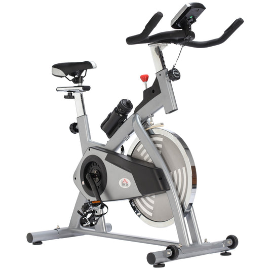 Upright Exercise Bike, Home Gym Cycling Fitness Machine, Equipment with Adjustable Resistance LCD Monitor Bottle Holder, Sliver at Gallery Canada