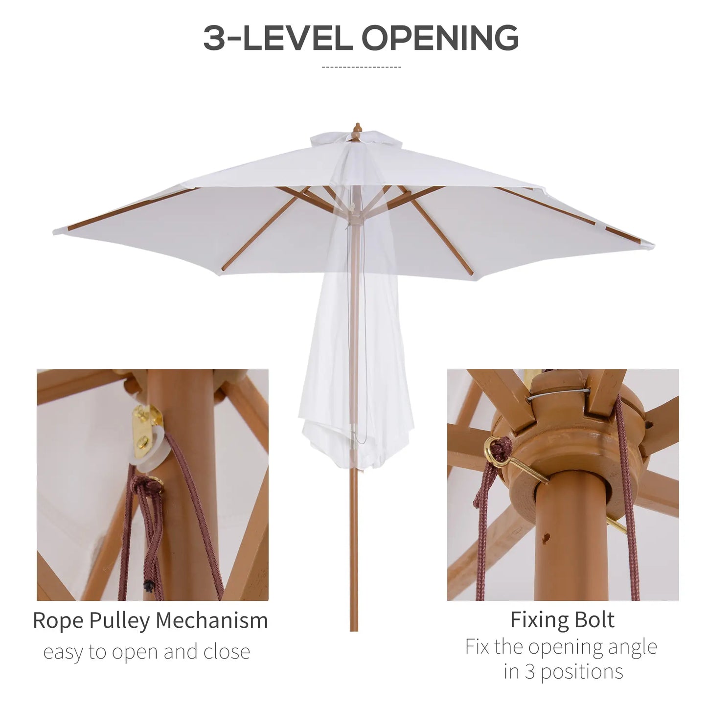 9' x 8' H Patio Umbrella, Hardwood Frame, Wind Vent, White Sun Umbrellas at Gallery Canada