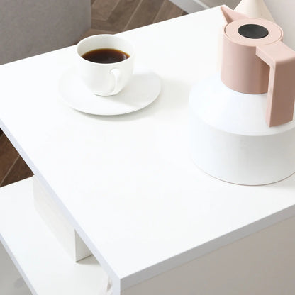 Wooden S Shape End Table, 3 Tier Storage Shelves, White Side Tables at Gallery Canada