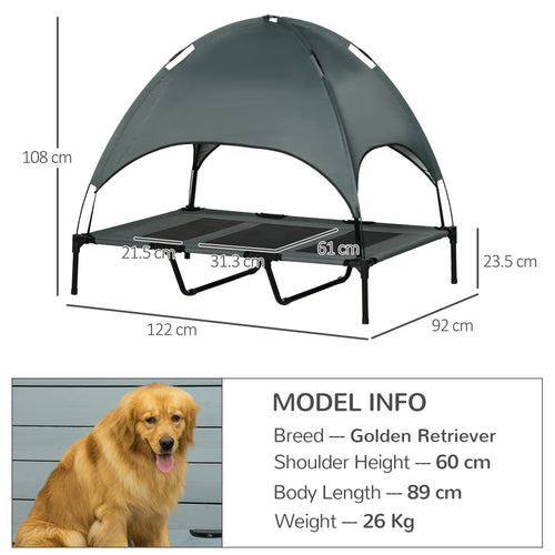Elevated Dog Bed with Canopy, Portable Raised Dog Cot for XL Sized Dogs, Indoor &; Outdoor, 48