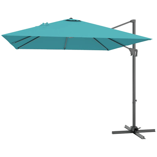 8'x8' Square Patio Hanging Offset Umbrella, Outdoor Cantilever Parasol, Blue