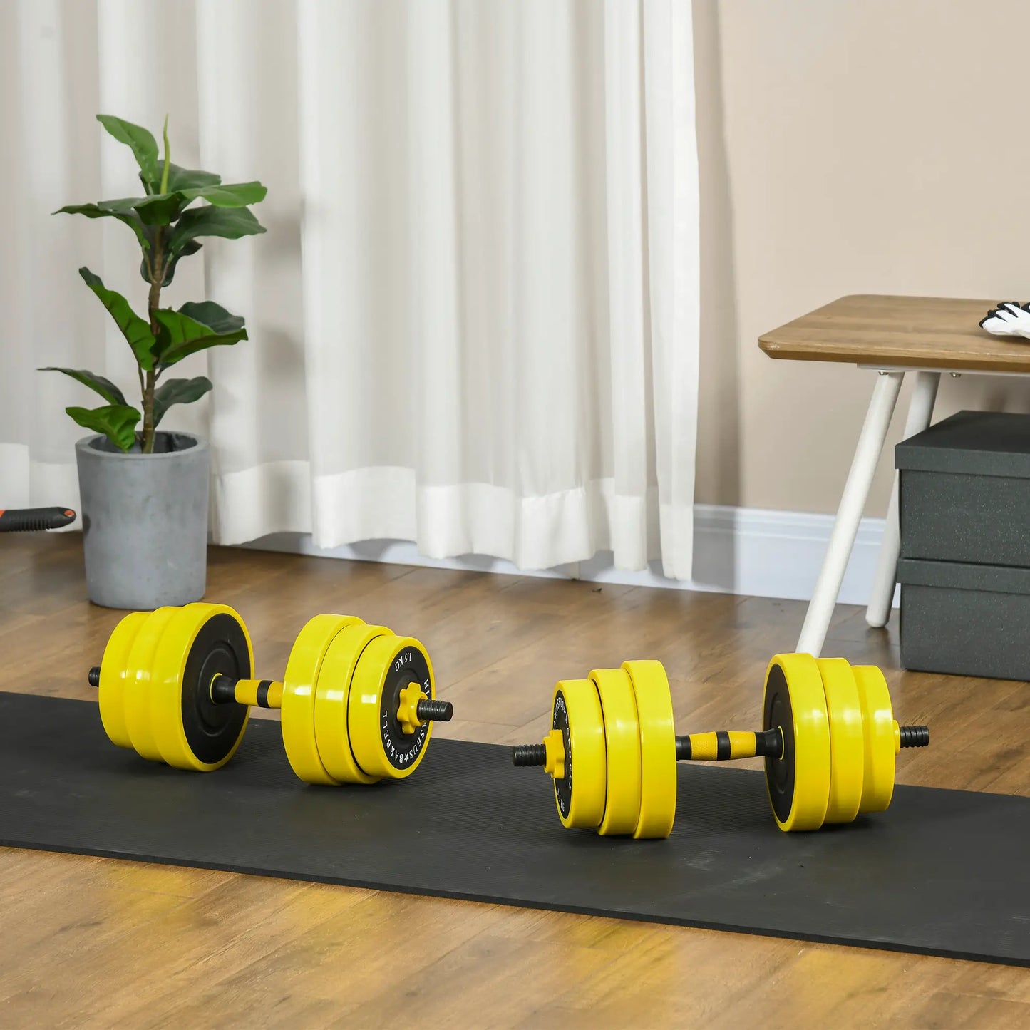 Adjustable Dumbbell Barbell Set 55lbs, Strength Training, Home Gym Dumbbells & Barbells at Gallery Canada