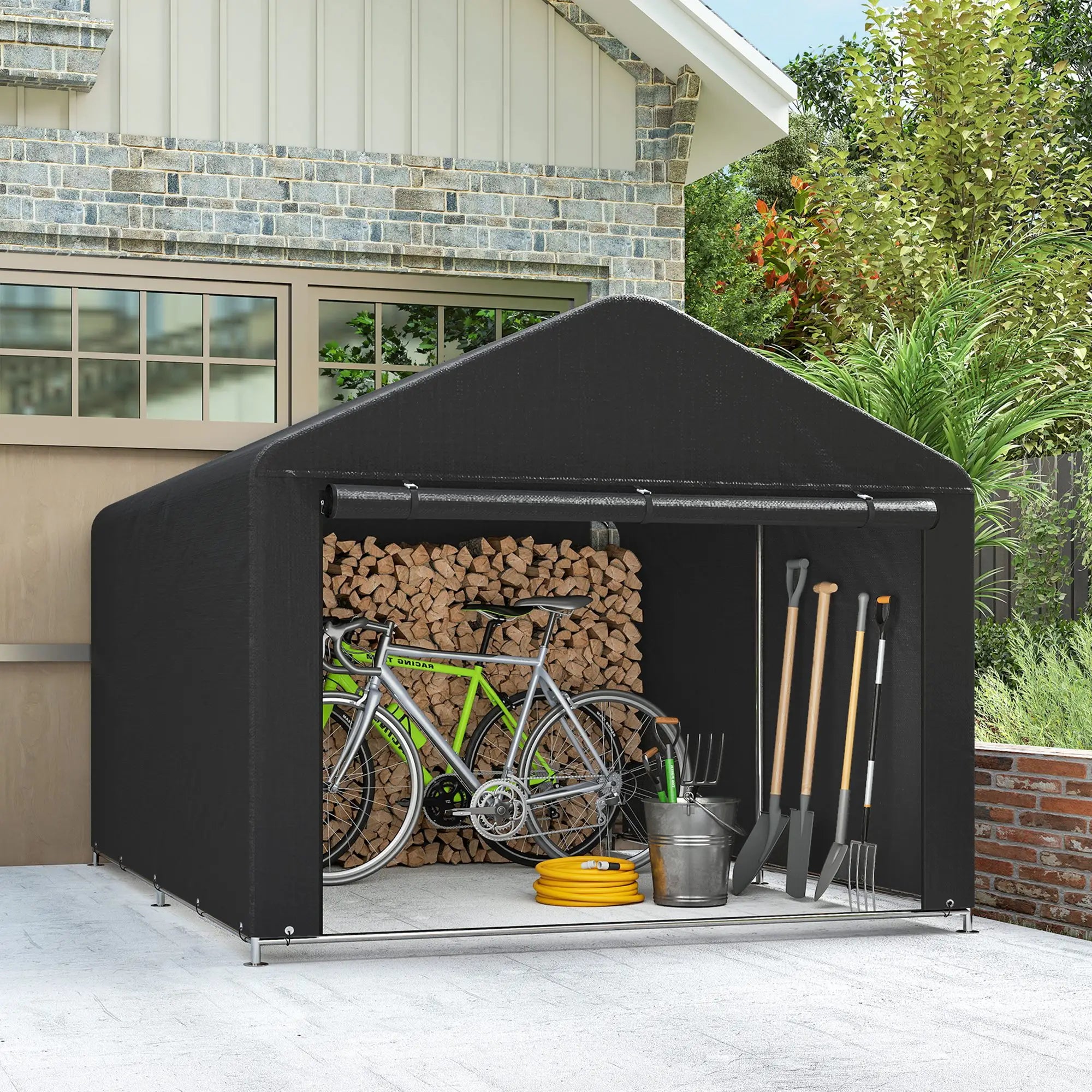 6.6' x 7.8' Portable Shed, Waterproof Bike Tent, Black Sheds at Gallery Canada