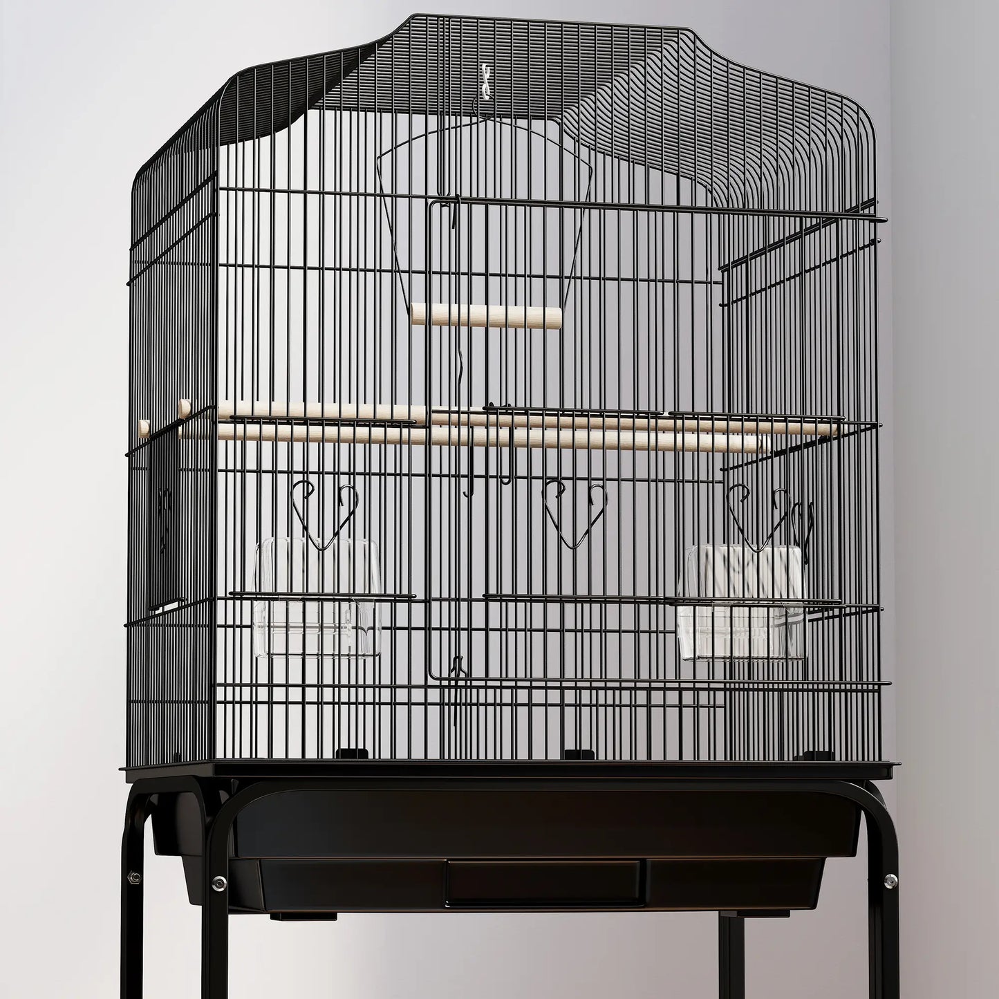 49" Rolling Bird Cage, Cockatoo House, Play Top, Storage Shelf, Wheels, Black Bird Cages at Gallery Canada