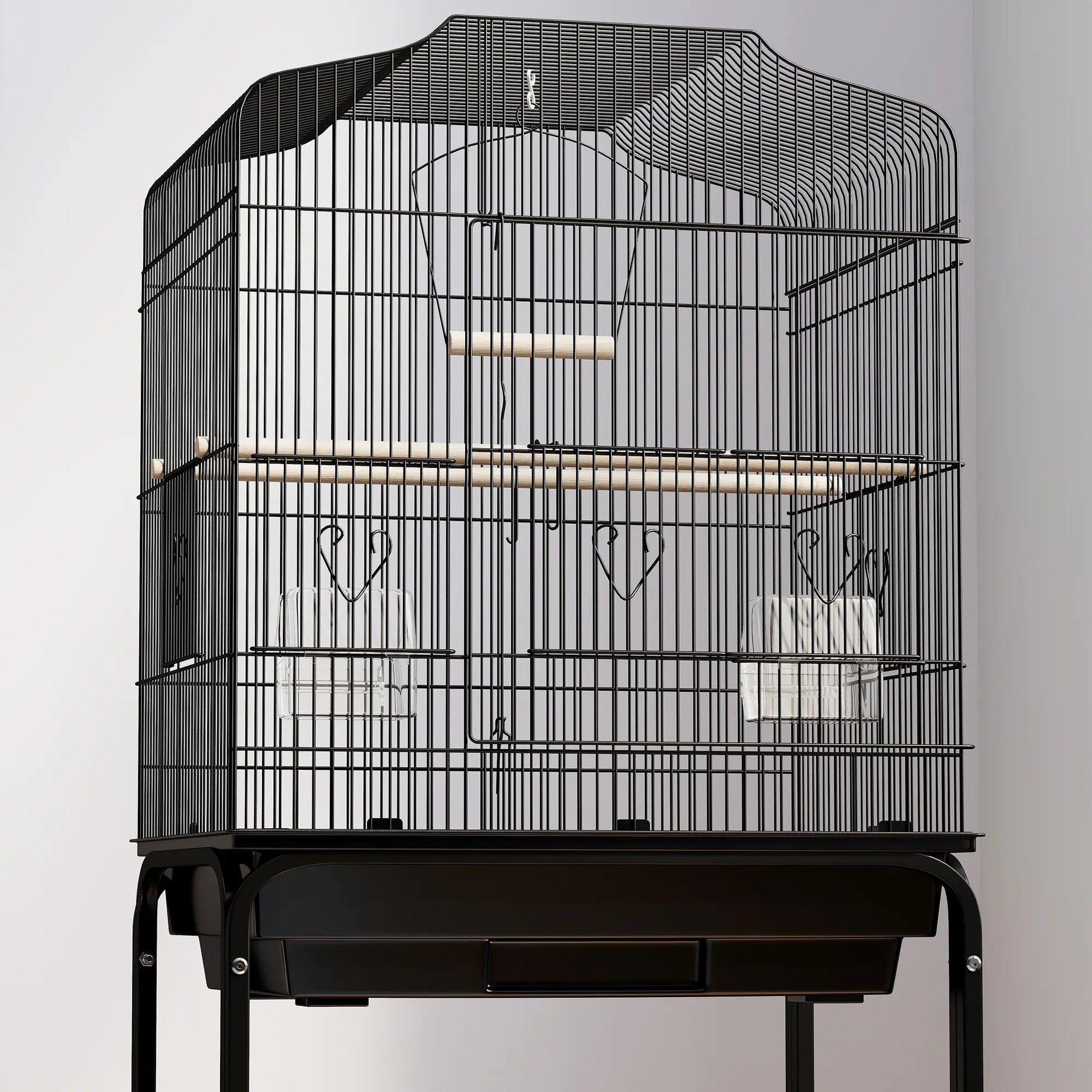 49" Rolling Bird Cage, Cockatoo House, Play Top, Storage Shelf, Wheels, Black Bird Cages at Gallery Canada