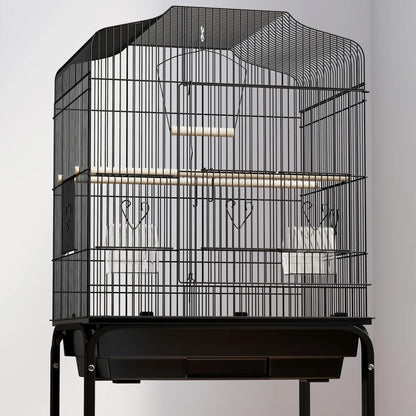 49" Rolling Bird Cage, Cockatoo House, Play Top, Storage Shelf, Wheels, Black Bird Cages at Gallery Canada