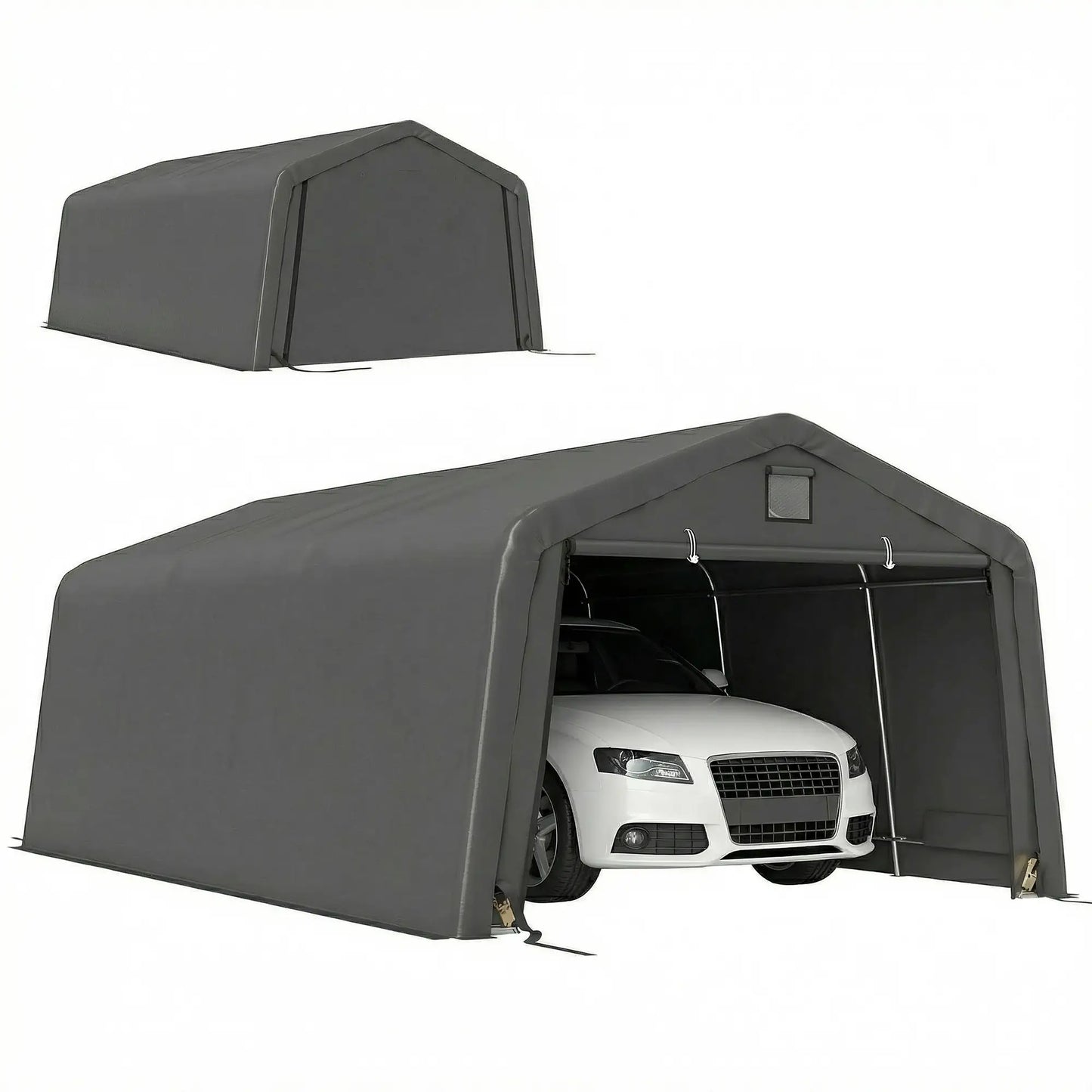 12' x 20' Portable Garage, Heavy Duty Carport, Dark Grey Car Shelters at Gallery Canada