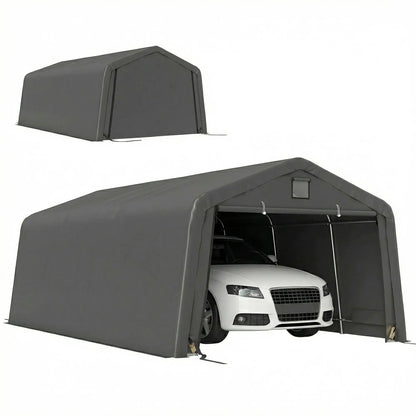 12' x 20' Portable Garage, Heavy Duty Carport, Dark Grey Car Shelters at Gallery Canada