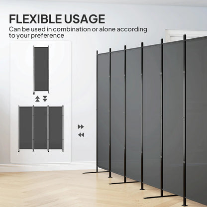 6 Ft Room Divider, Folding Privacy Screen, Charcoal Grey Room Dividers at Gallery Canada