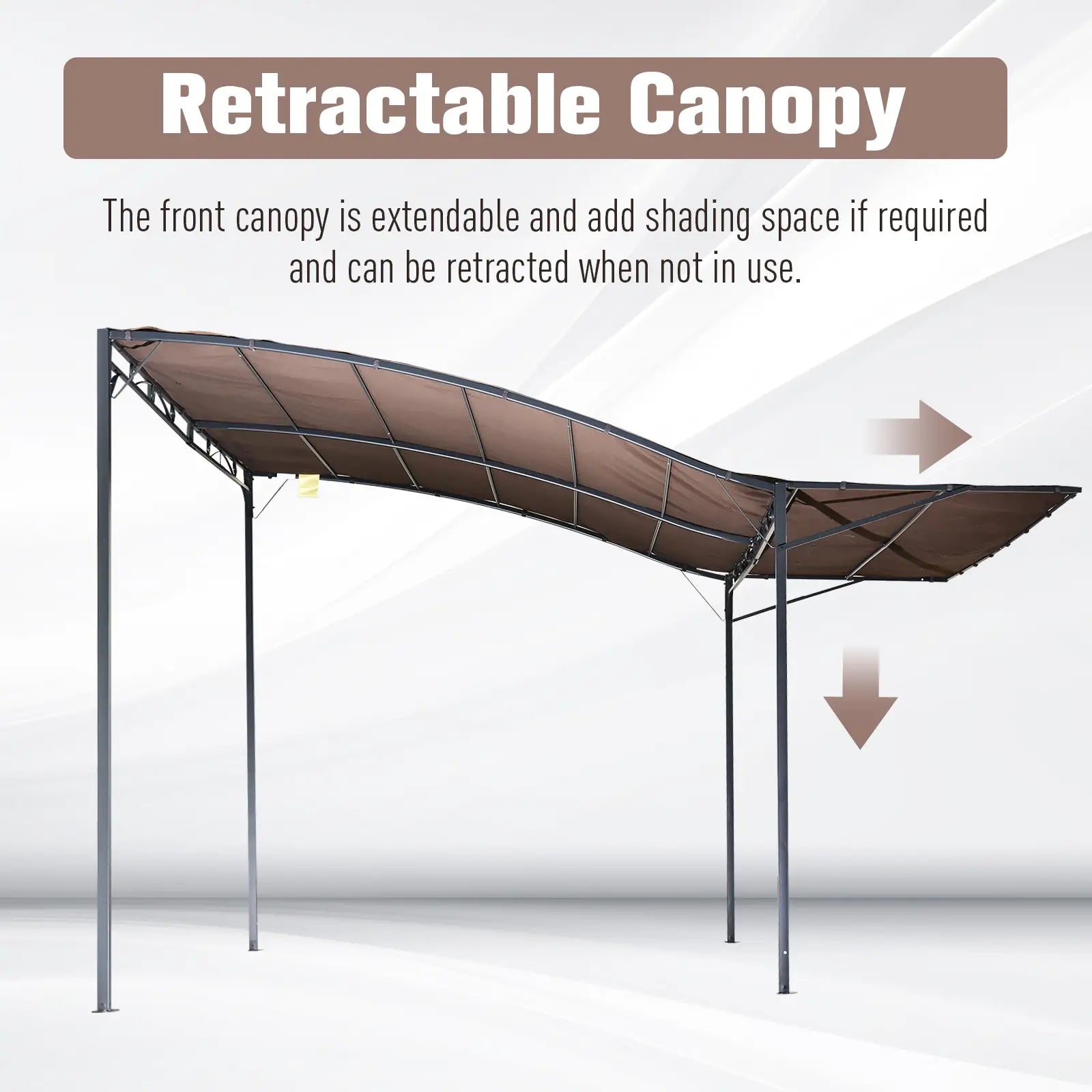 10x8ft Metal Gazebo, Extendable Side Awning, Outdoor Shelter, Brown Pergolas at Gallery Canada