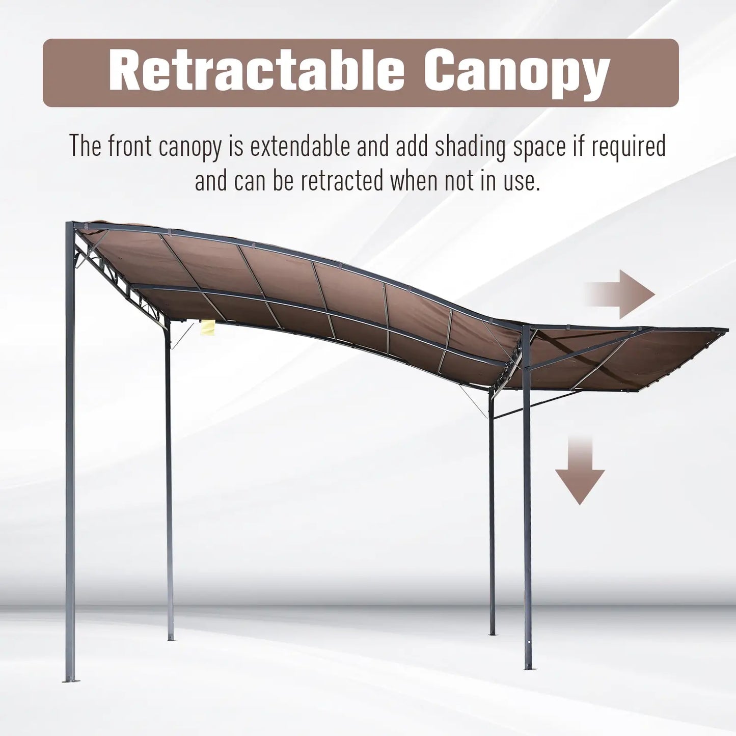 10x8ft Metal Gazebo, Extendable Side Awning, Outdoor Shelter, Brown Pergolas at Gallery Canada