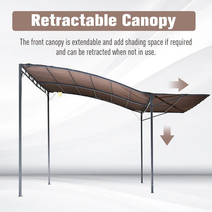 10x8ft Metal Gazebo, Extendable Side Awning, Outdoor Shelter, Brown Pergolas at Gallery Canada