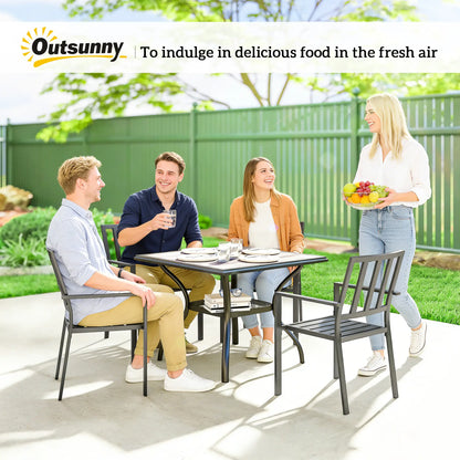 Square Outdoor Dining Table For 4, With Umbrella Hole And Shelf, Grey Patio Dining Tables at Gallery Canada