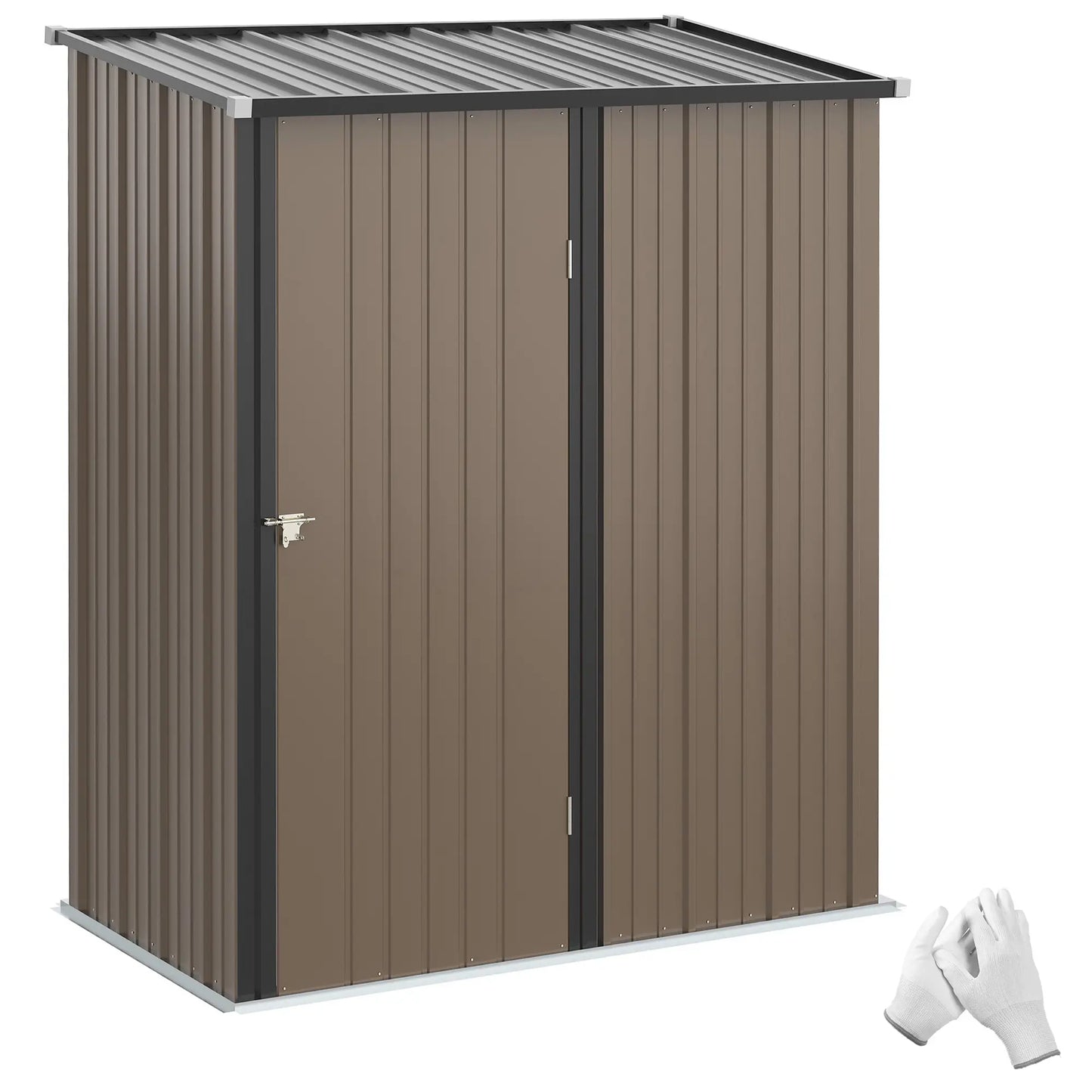 5' x 3' Outdoor Storage Shed, Steel Garden Shed, Lockable Door, Brown Sheds Brown, Grey at Gallery Canada