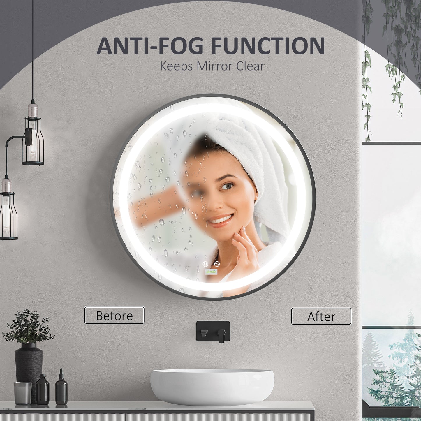 LED Bathroom Mirror, Dimmable Anti Fog, 3 Temperatures, 24 Inch, Color Wall Mirrors at Gallery Canada
