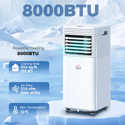 8000 BTU Portable Air Conditioner, Fan, Dehumidifier, Remote, 24H Timer, White Air Conditioner at Gallery Canada