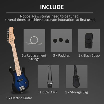 30 Inch Kids Electric Guitar, 3/4 Size, Starter Kit, Blue/Black Electronic Musical Pianos at Gallery Canada