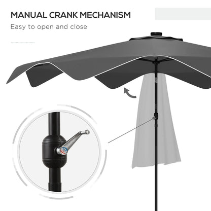 Solar Patio Umbrella with LED, Tilt, Crank, 10 x 10 ft, Dark Grey Sun Umbrellas at Gallery Canada