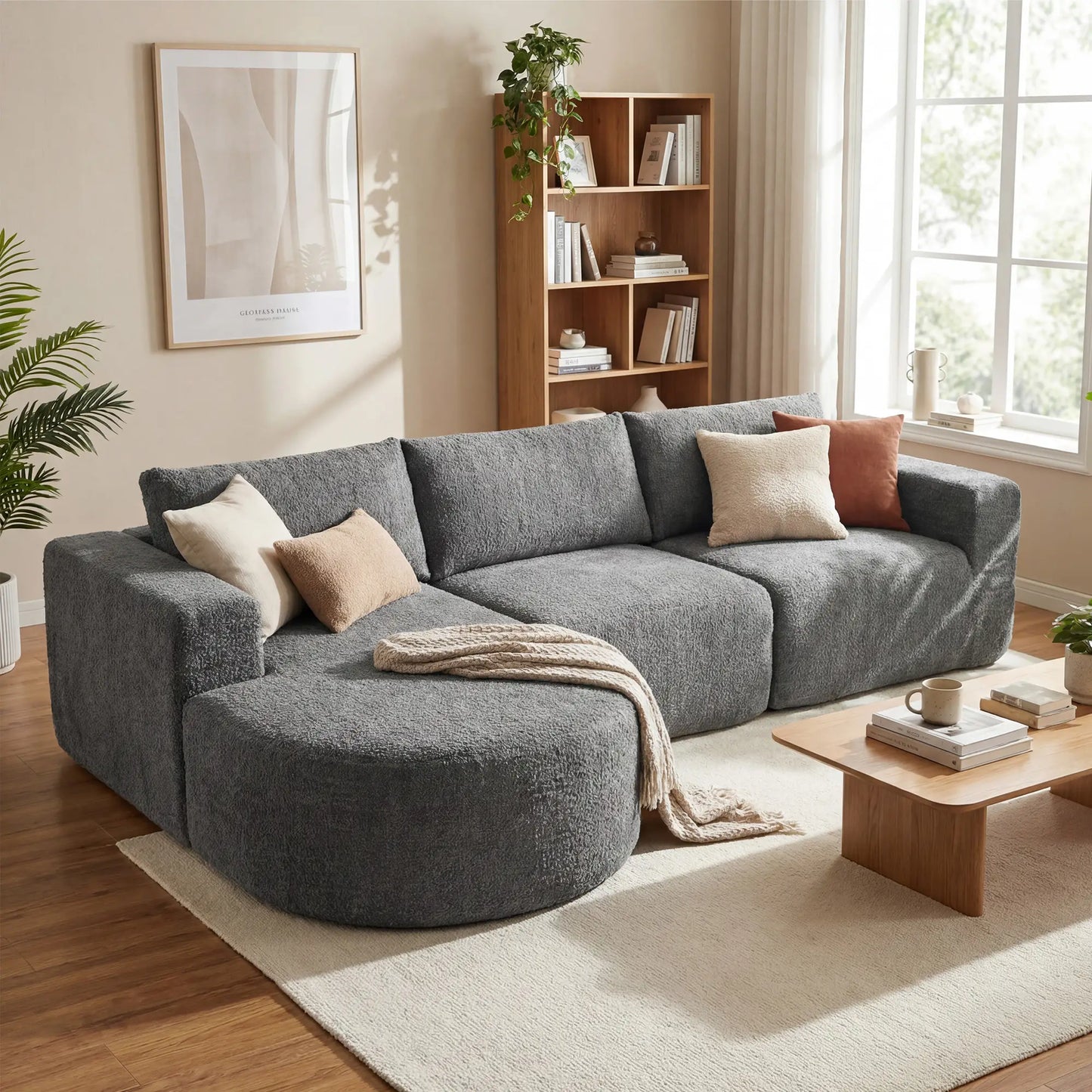 L-Shaped Modular Sectional Sofa, With Chaise And Deep Seat, Dark Grey 3-Seater Sofas at Gallery Canada
