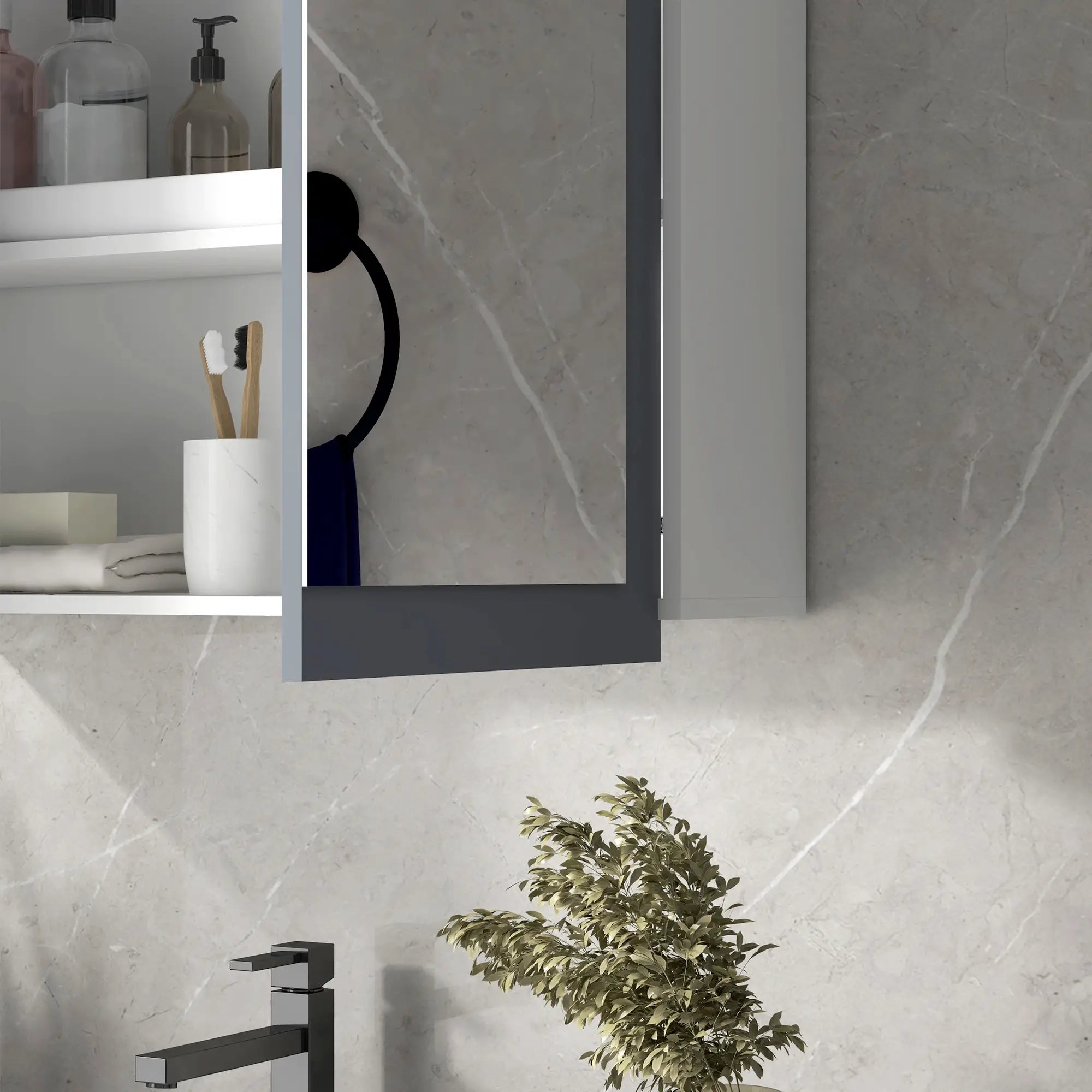 Wall Mounted Medicine Cabinet, Adjustable Shelves, White, Grey Bathroom Cabinets at Gallery Canada