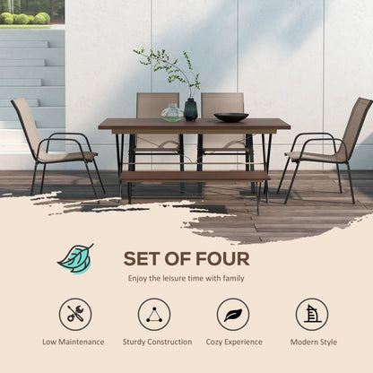 Outdoor Dining Chairs Set of 4, Heavy Duty Stackable, Grey Patio Chairs at Gallery Canada