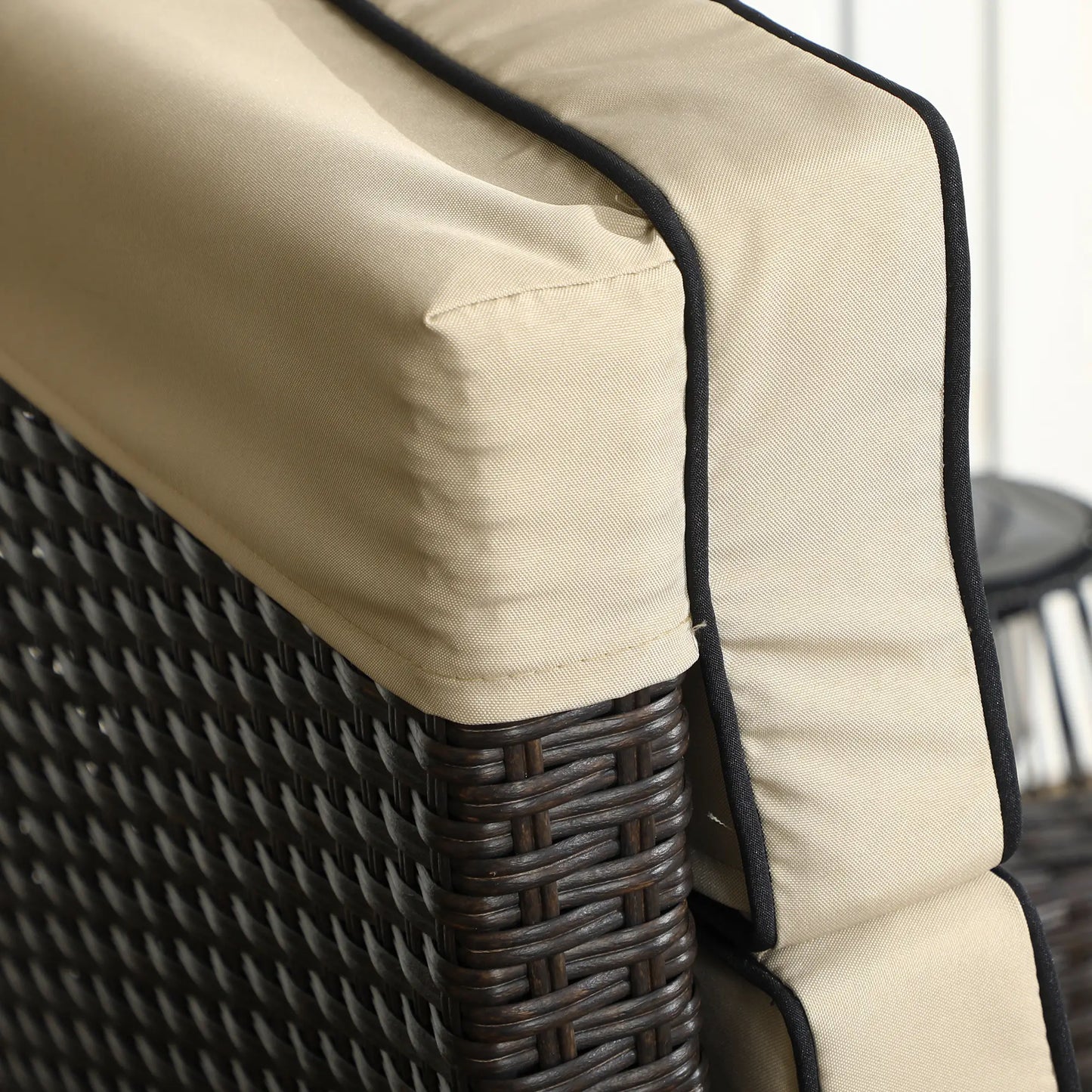 Outdoor Recliner Chair, Adjustable Backrest, Cushion, Side Tray, Khaki Chaise Loungers at Gallery Canada
