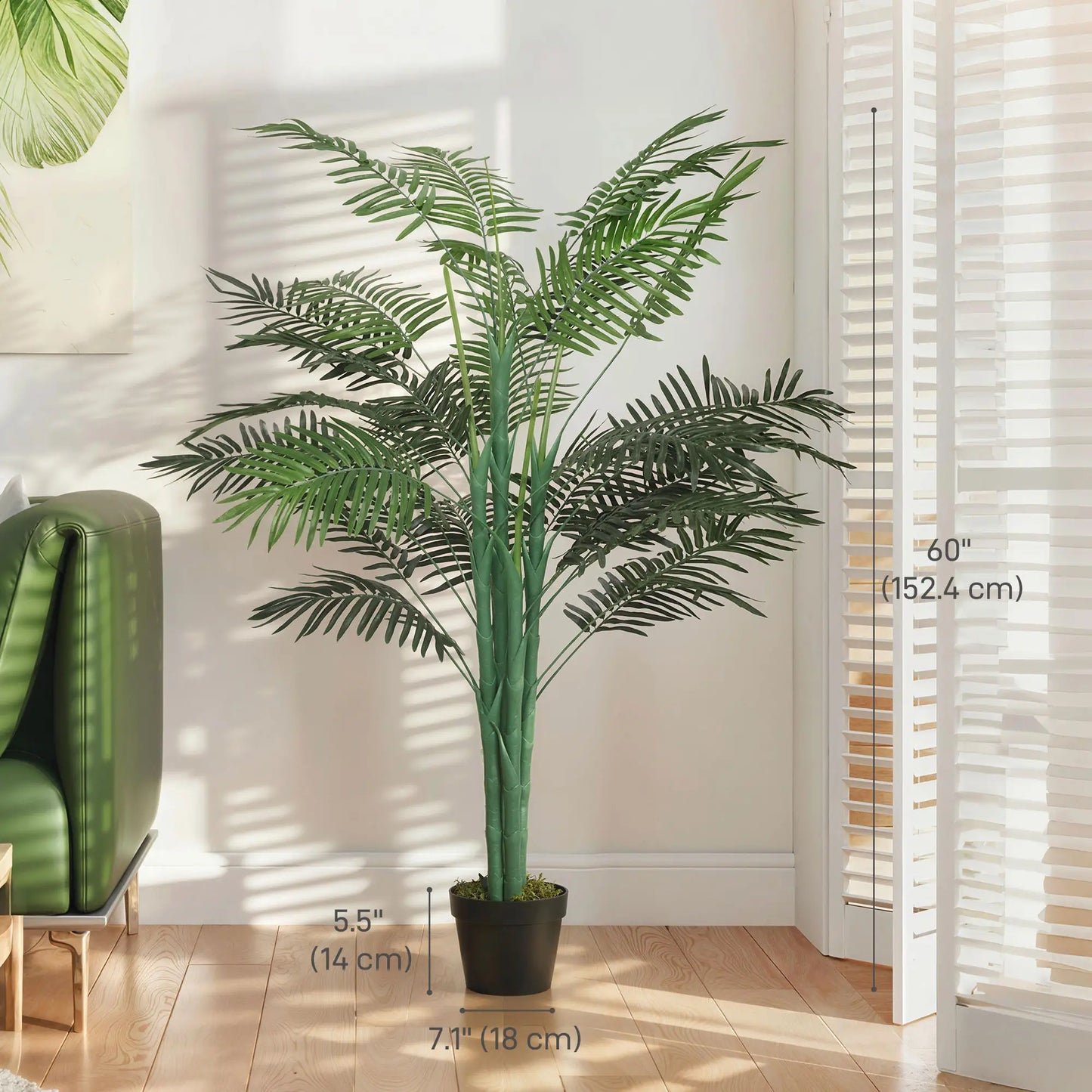 5FT Artificial Palm Tree Set, Fake Tropical Plant In Pot, Green Artificial Trees at Gallery Canada