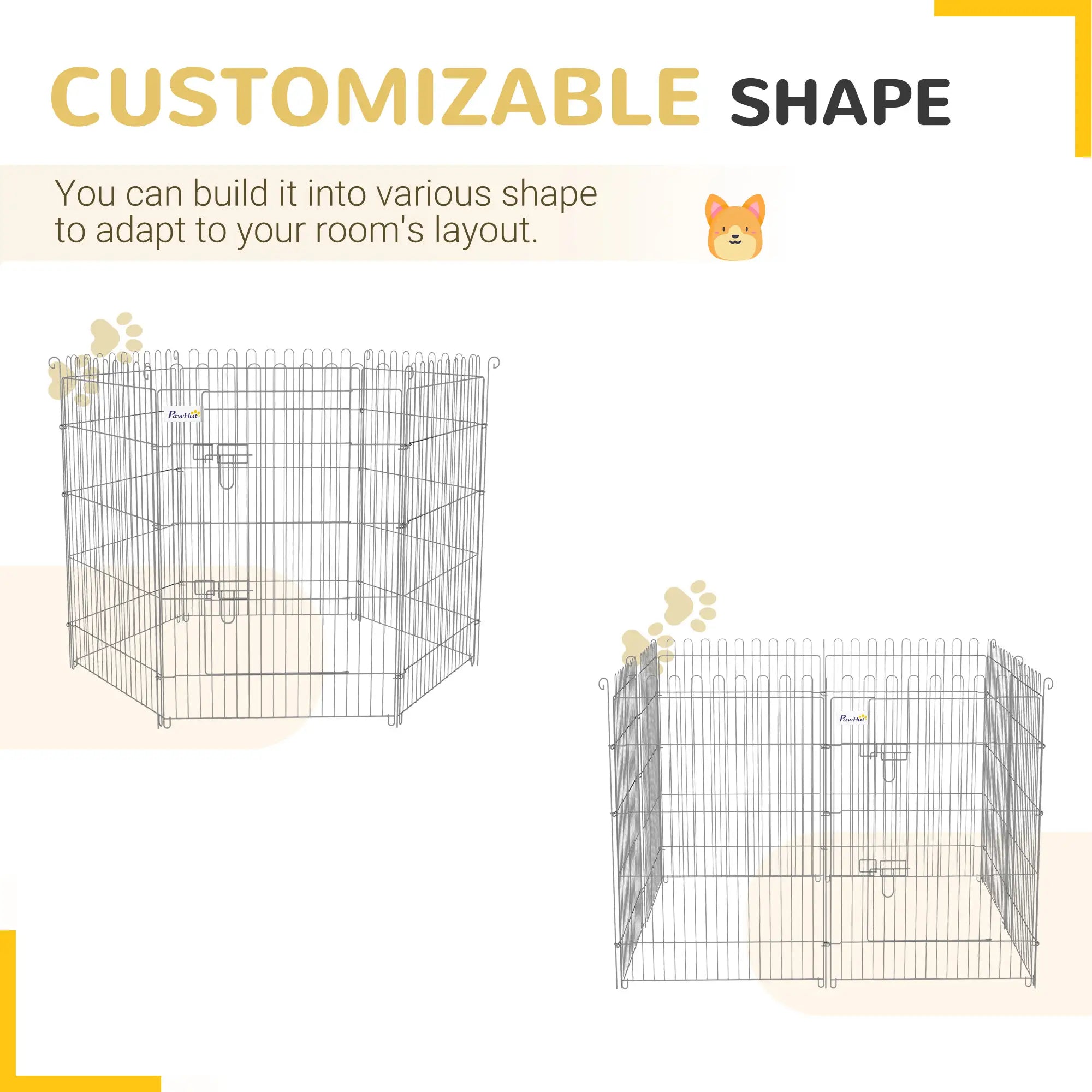 36 Inch 8-Panel Dog Playpen, Foldable Pet Exercise Crate, Black Dog Cages & Crates at Gallery Canada
