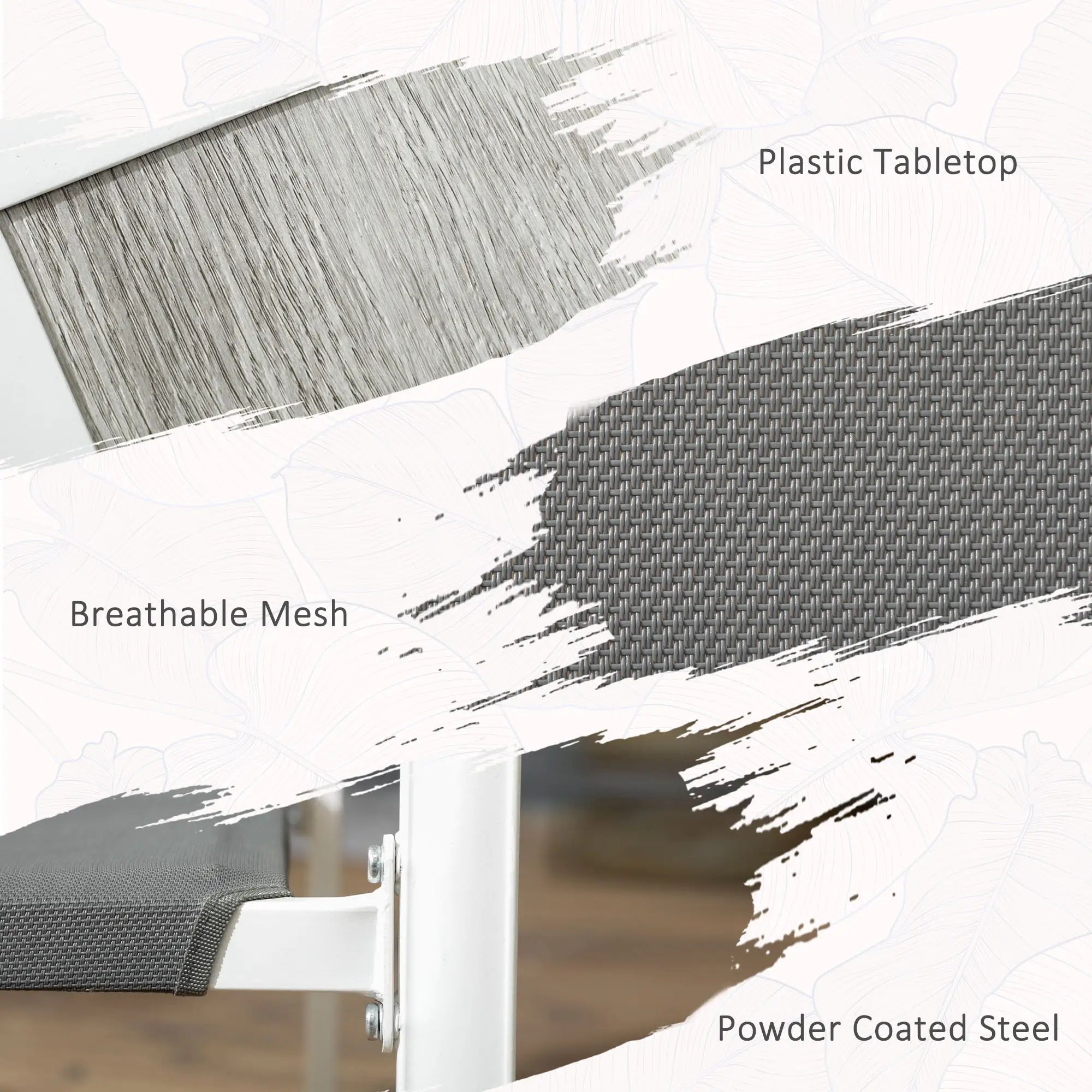 7 Pieces Outdoor Dining Set with 6 Stackable Chairs, Patio Table and Chairs with Plastic Top, Breathable Mesh Seat Back Outdoor Dining Sets at Gallery Canada