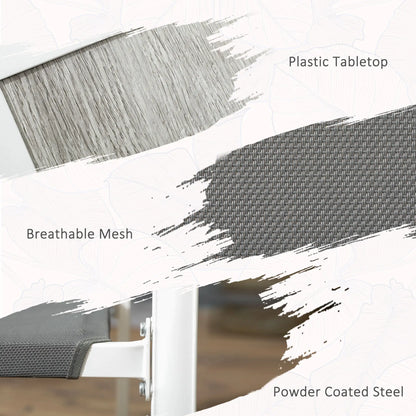 7 Pieces Outdoor Dining Set with 6 Stackable Chairs, Patio Table and Chairs with Plastic Top, Breathable Mesh Seat Back Outdoor Dining Sets at Gallery Canada