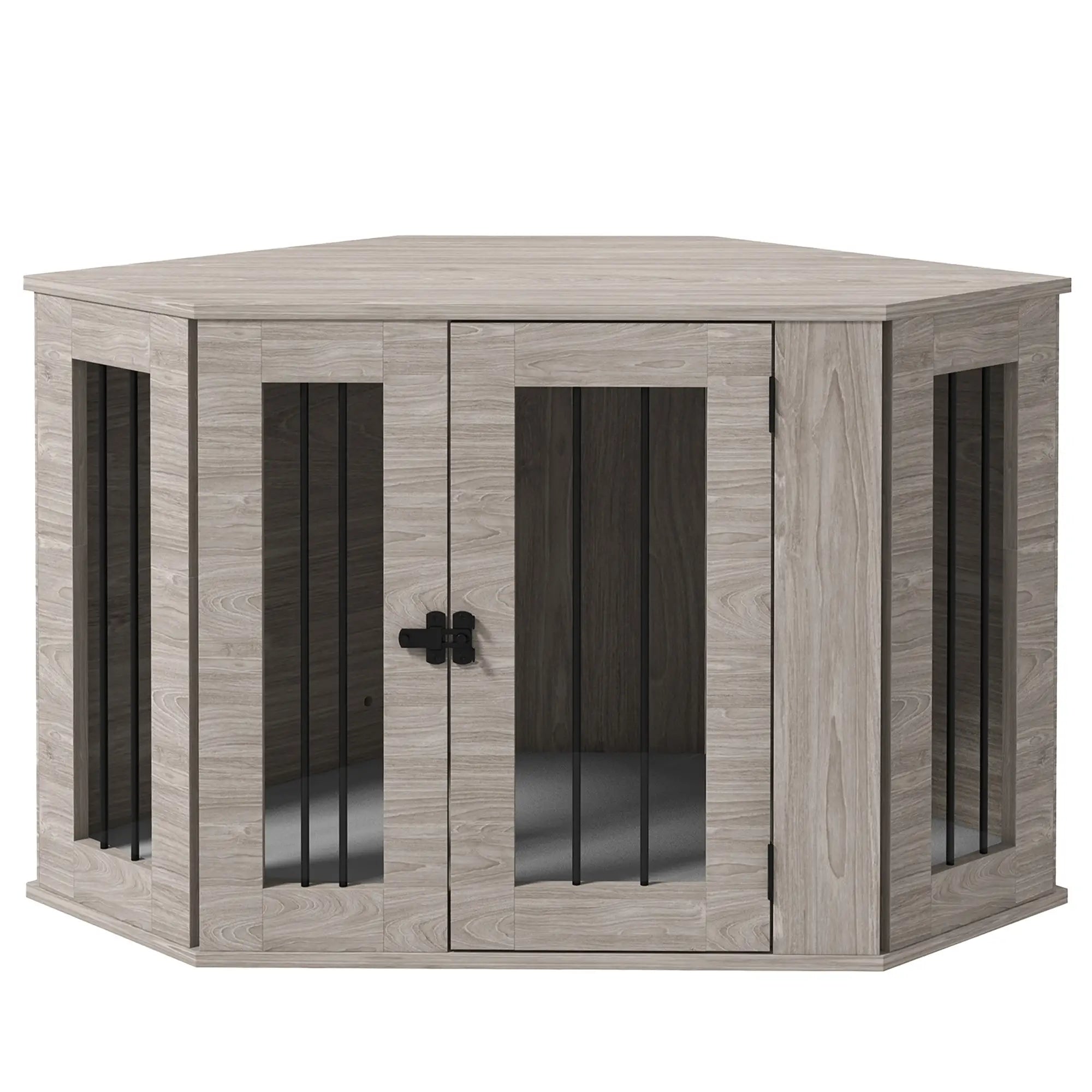 Dog Crate Furniture with Cushion, 41 Inch, Corner Design End Table, Grey Houses, Kennels & Pens Grey, Walnut Brown at Gallery Canada
