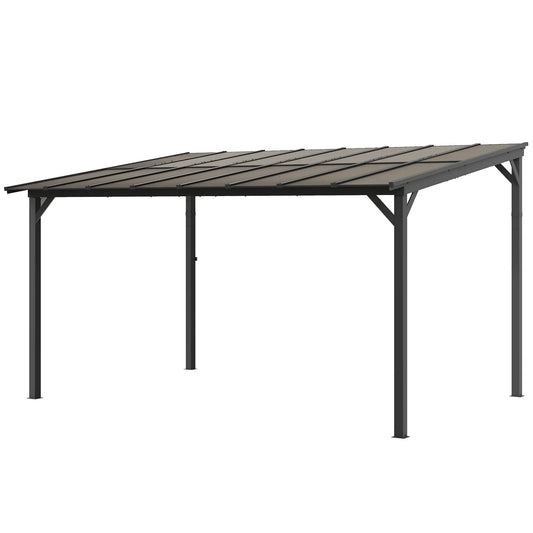 10' x 14' Hardtop Gazebo, Wall Mounted, Free Standing, UPF 50+, Waterproof Roof Pergolas Dark Grey at Gallery Canada
