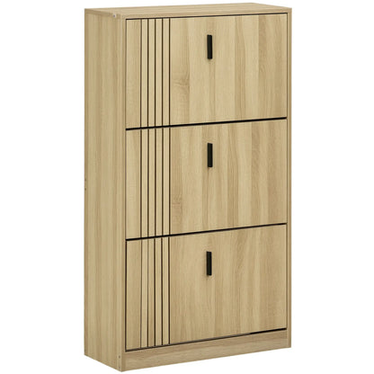 Shoe Storage Cabinet, 18 Pairs, 3 Flip Drawers, Adjustable Shelves, Oak Shoe Storage Cabinets & Racks at Gallery Canada