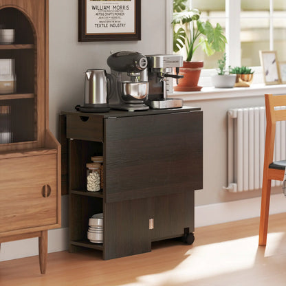 Folding Dining Table, Drop Leaf with Drawer, Storage Shelves, Dark Brown Dining Tables at Gallery Canada