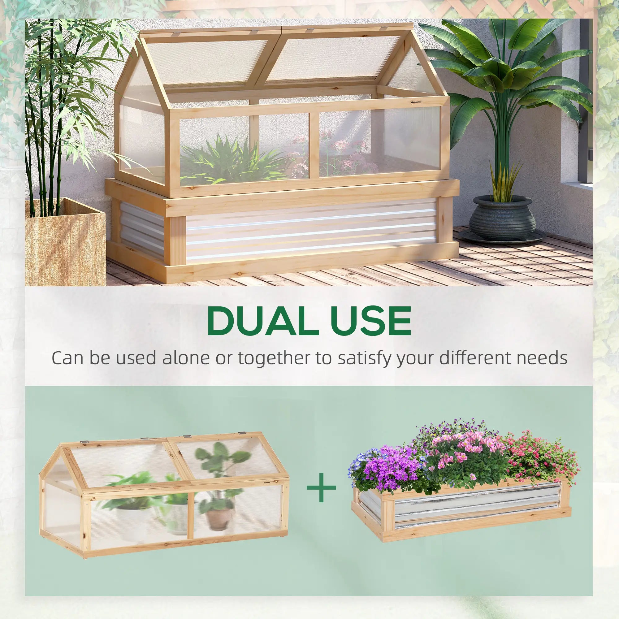 Raised Garden Bed Kit, Greenhouse Wooden Planter, 48