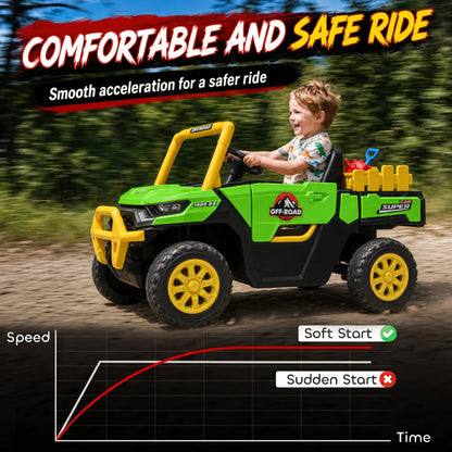 12V Kids Ride On Electric Tractor, Remote Control, Dual Motors, Green Electric Toy Cars at Gallery Canada