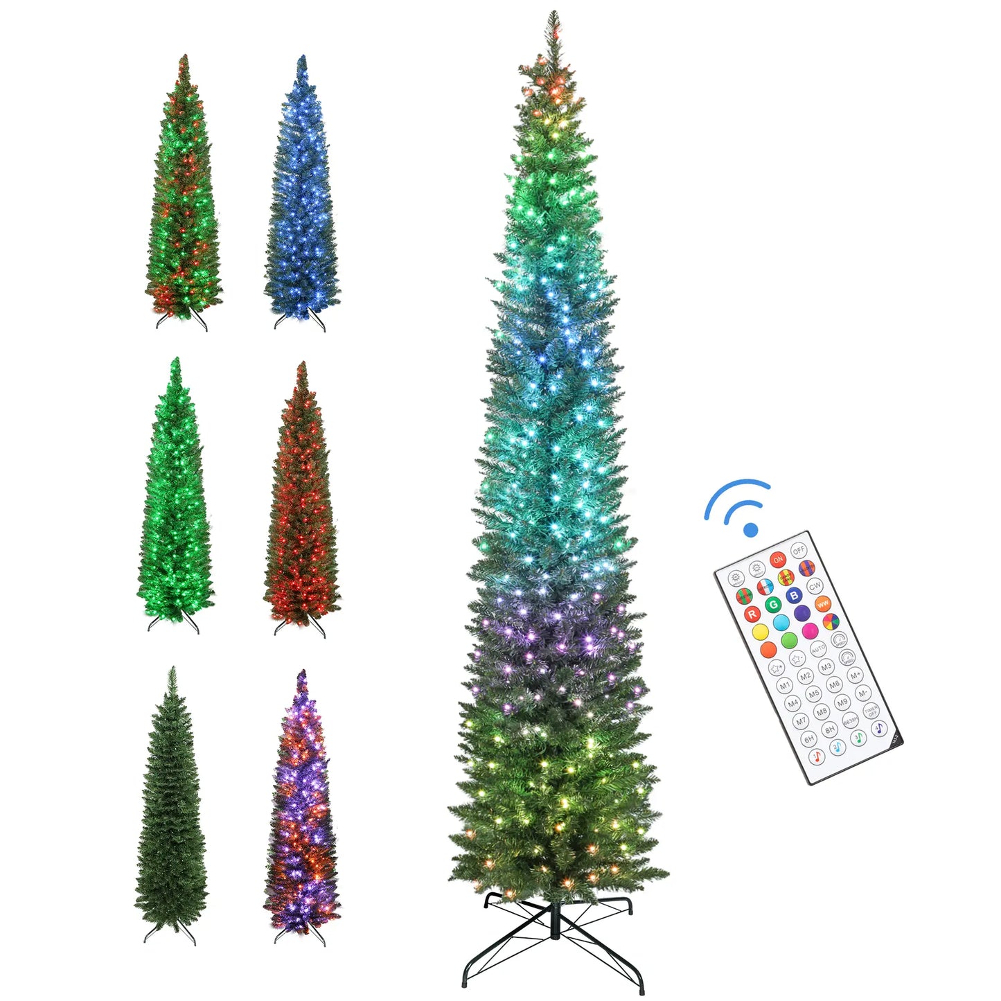 9ft DIY Synchronized LED Hinged Pencil Christmas Tree, Green Pencil Christmas Trees at Gallery Canada