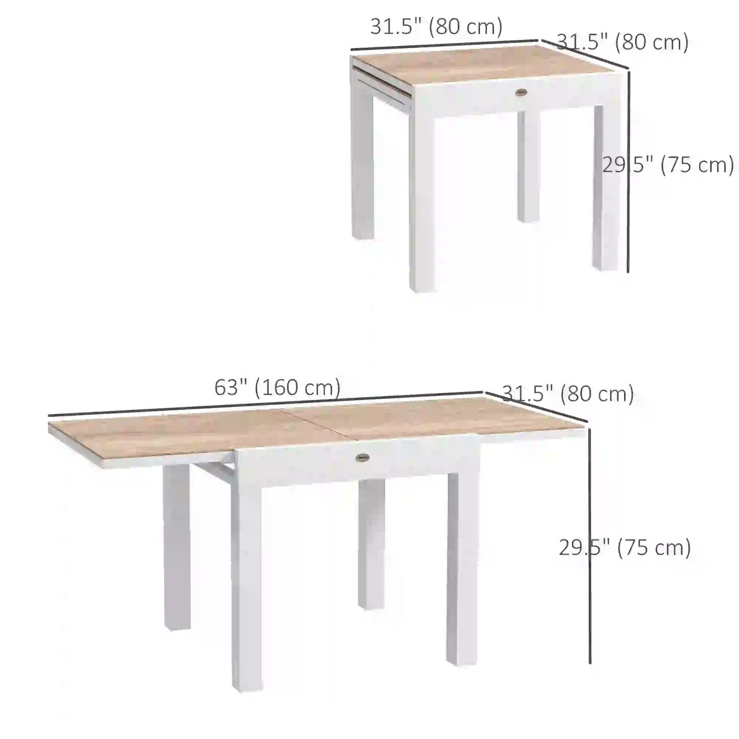 Extendable Patio Dining Table, Aluminum Frame, Faux Wood Top, Natural Wood Patio Dining Tables at Gallery Canada