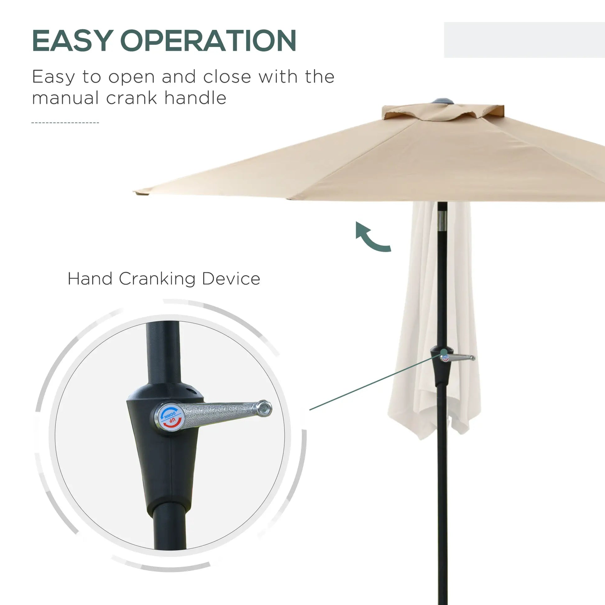 Outdoor Sun Umbrella, 6 Ribs, Khaki Patio Umbrellas at Gallery Canada