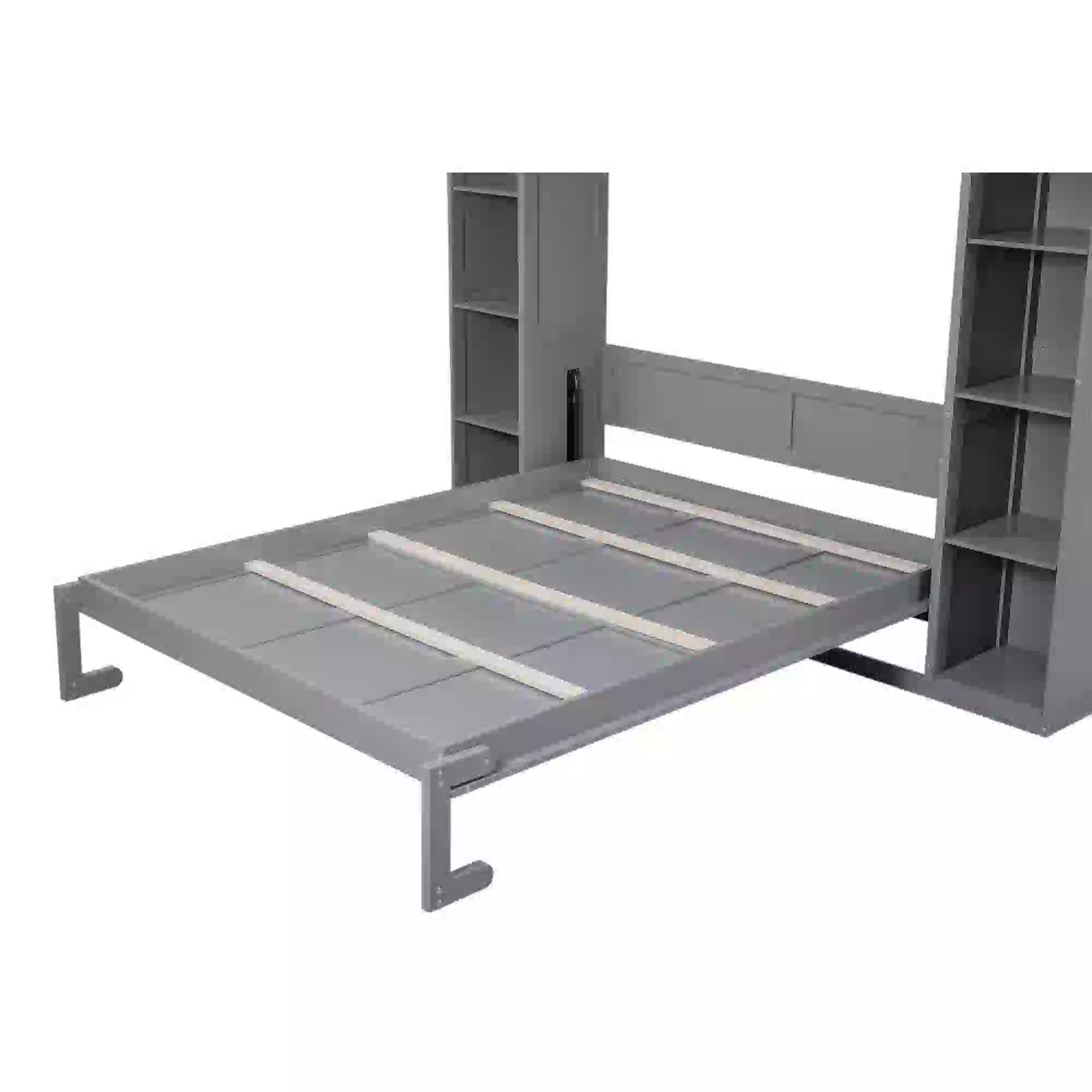 Murphy Bed with Shelves, LED Lights, 97.5