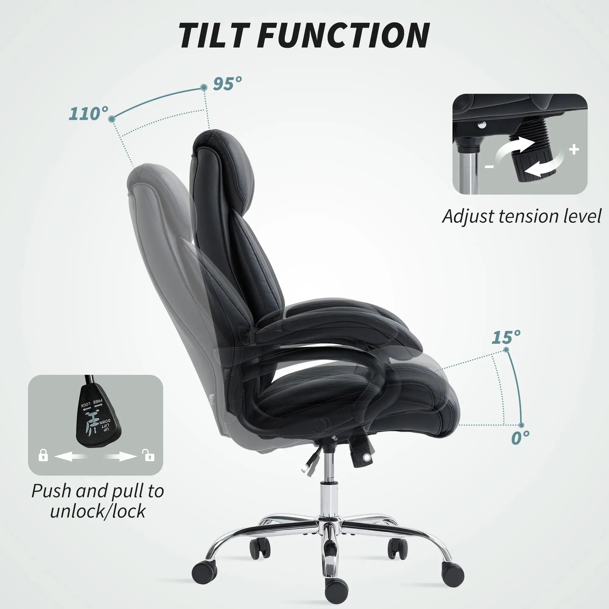 Office Chair with Spring Padding, PU Leather, High Back, Black Executive & Manager Chairs at Gallery Canada